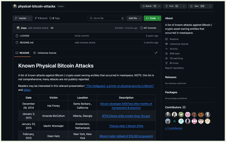 Known Physical attacks for Bitcoin